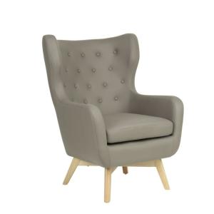 Fauteuil à oreilles polyester gris 101x75x85cm