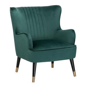 Fauteuil à oreilles velours vert émeraude