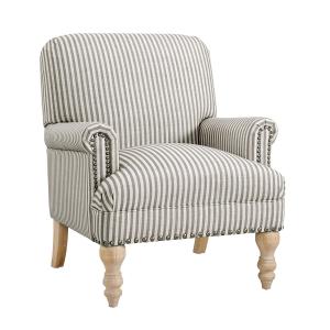 Fauteuil à rayures en tissu beige