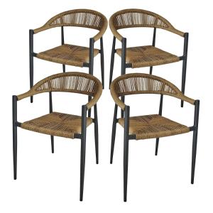 Fauteuil alu anthracite et corde tressée naturelle  (lot de…