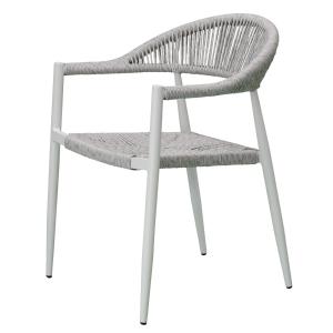 Fauteuil aluminium blanc et corde tressée blanc chiné