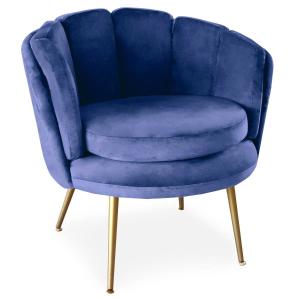 Fauteuil arrondi brenda velours bleu