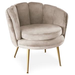 Fauteuil arrondi brenda velours taupe