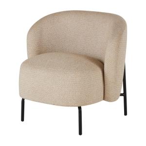Fauteuil arrondi en textile tramé ocre chiné