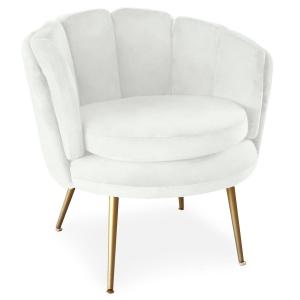 Fauteuil arrondi velours blanc