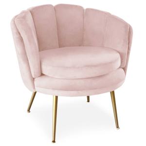 Fauteuil arrondi velours rose