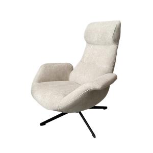 Fauteuil astucieux rotatif en tissu velours beige clair