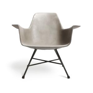 Fauteuil bas design industriel en béton gris et acier noir…