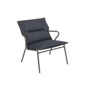 Fauteuil bas matelassé assise grand confort en acier gris L…