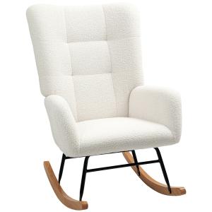 Fauteuil bascule style nordique haut dossier bois effet lai…