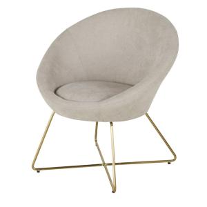 Fauteuil beige et pieds en acier doré