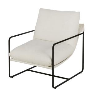 Fauteuil beige et pieds en acier noir