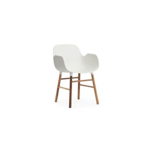 Fauteuil blanc avec structure en bois de noyer