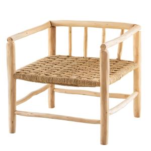 Fauteuil bois de laurier asilah naturel 75 x 70