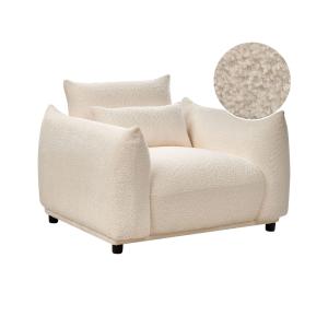 Fauteuil bouclé blanc cassé
