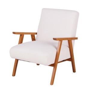 Fauteuil bouclettes blanches et bois de hêtre