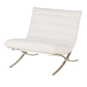 Fauteuil bouclettes écrues et acier chromé