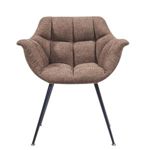 Fauteuil bridge en tissu capitonné terre d'ombre - L75 cm