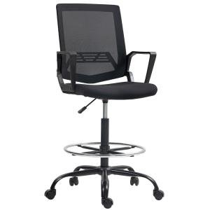 Fauteuil bureau hauteur et repose-pieds réglables tissu éla…