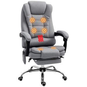 Fauteuil bureau massant chauffant microfibre gris