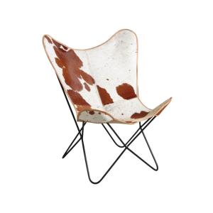 Fauteuil butterfly en peau de vache marron