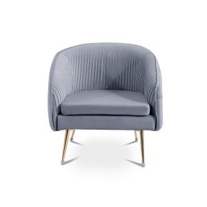 Fauteuil cabriolet en velours plissé gris pieds en métal do…