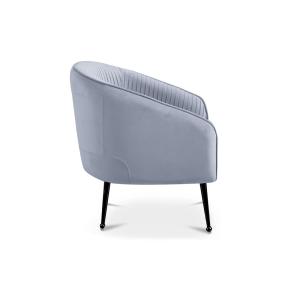 Fauteuil cabriolet en velours plissé gris pieds en métal no…