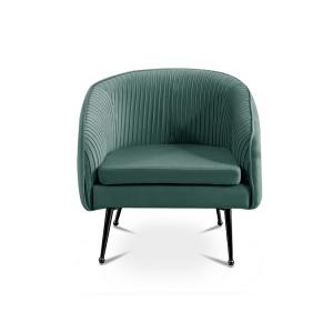 Fauteuil cabriolet en velours plissé vert d'eau pieds en mé…