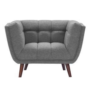 Fauteuil capitonné en tissu gris