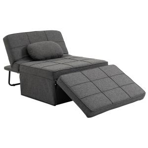 Fauteuil chauffeuse chaise longue pouf 3 en 1 métal noir ti…