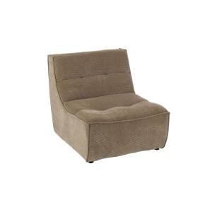 Fauteuil chauffeuse lounge en velours côtelé taupe