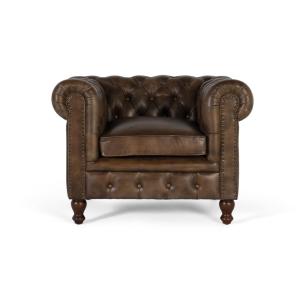 Fauteuil Chester en cuir avec finition capitonnée