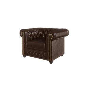 Fauteuil Chesterfield en cuir végan, marron
