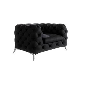 Fauteuil Chesterfield en velours avec pieds en métal argent…