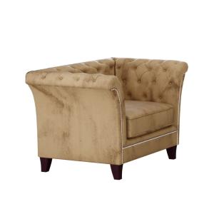 Fauteuil Chesterfield en velours, beige