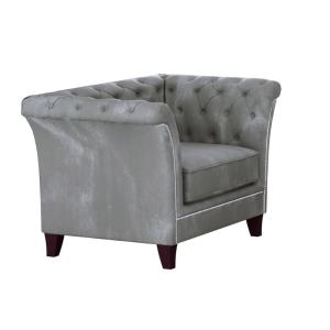 Fauteuil Chesterfield en velours, gris