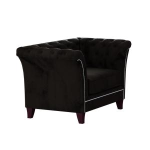 Fauteuil Chesterfield en velours, noir