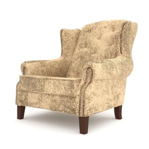 Fauteuil Chesterfield style vintage à oreilles en microfibr…