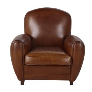 Fauteuil club en cuir marron