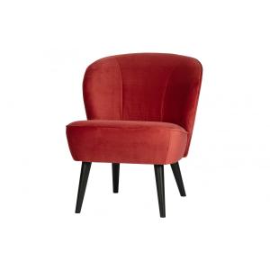 Fauteuil cocktail velours style rétro cerise