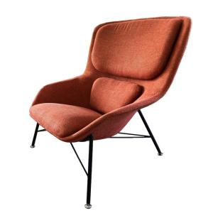 Fauteuil contemporain en tissu orange