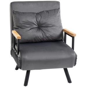 Fauteuil convertible 1 place dossier inclinable velours gris