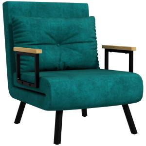 Fauteuil convertible 1 place dossier inclinable velours vert
