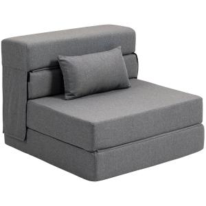 Fauteuil convertible 1 place pliant coussin tissu aspect li…