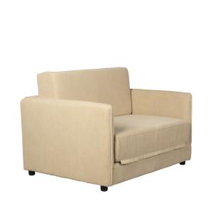 Fauteuil convertible 109x200cm en velours côtelé - Beige