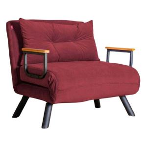 Fauteuil convertible 67x78x78 cm en tissu bordeaux - KOM