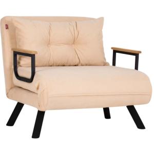 Fauteuil convertible 67x78x78 cm en tissu crème - KOM