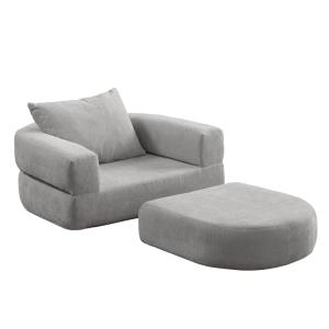 Fauteuil convertible avec repose-pied, lit pliant compact g…