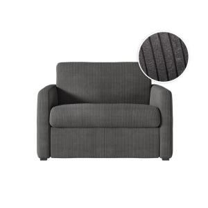 Fauteuil convertible couchage 70x190cm velours gris foncé m…