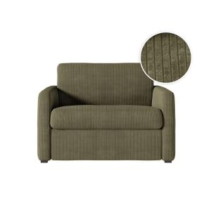Fauteuil convertible couchage 70x190cm velours vert kaki ma…